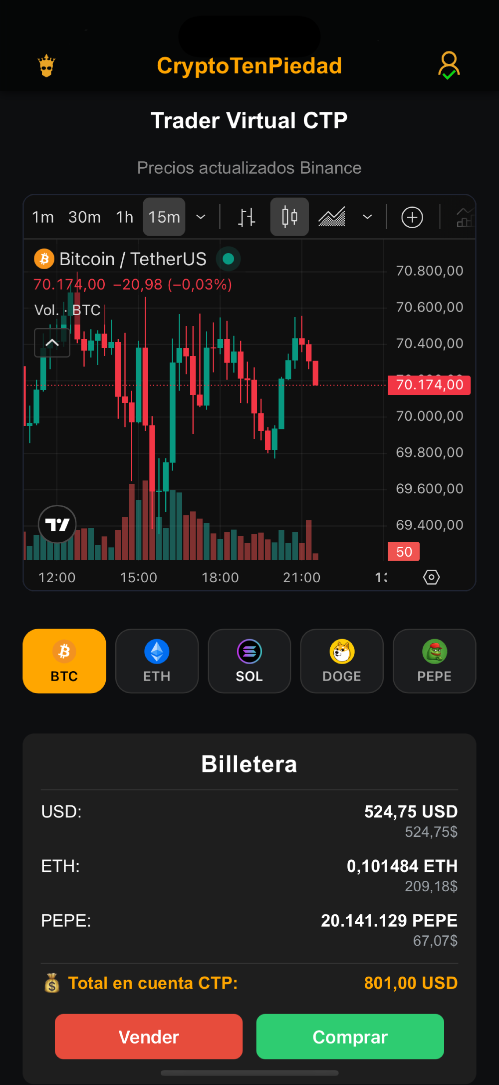 Simulador trading Bitcoin